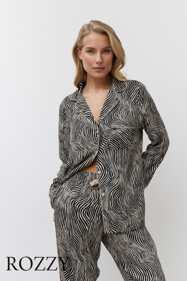 Пижама вискозная Aruelle Linna черный/мокка