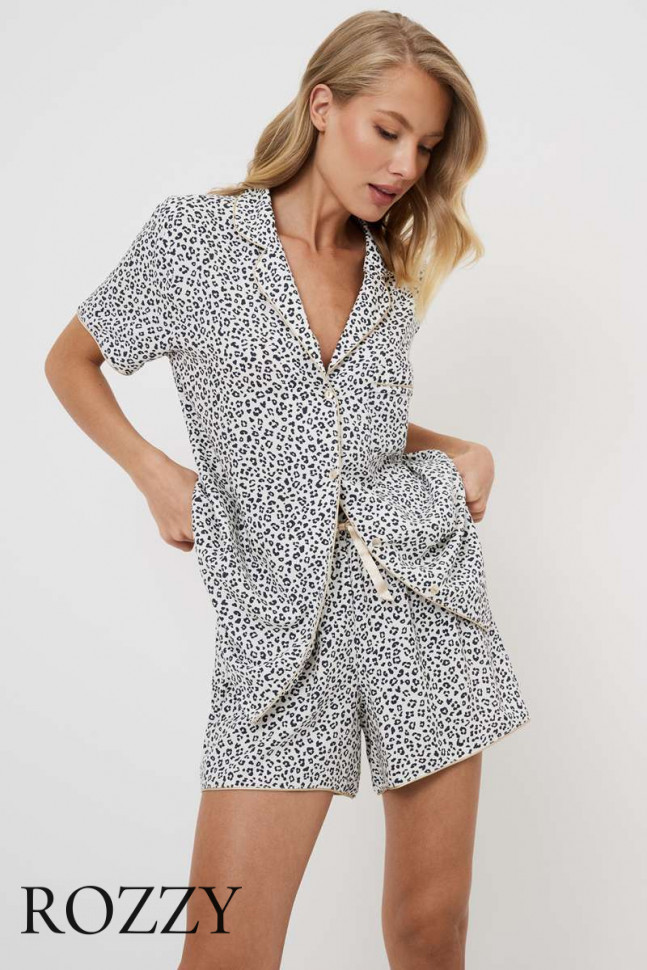 Пижама вискозная с шортами Aruelle Beatrich серый