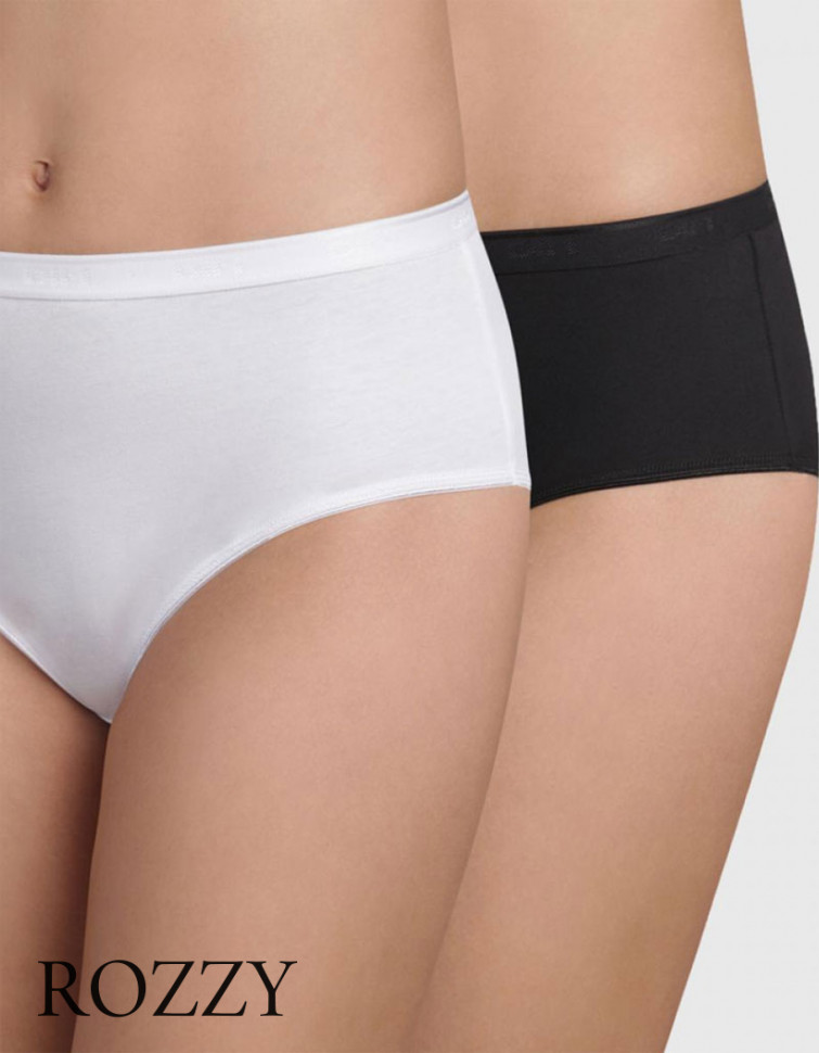 Трусы классика хлопковые DIM Coton Bio 4D98 белый/черный (уп.2шт.)