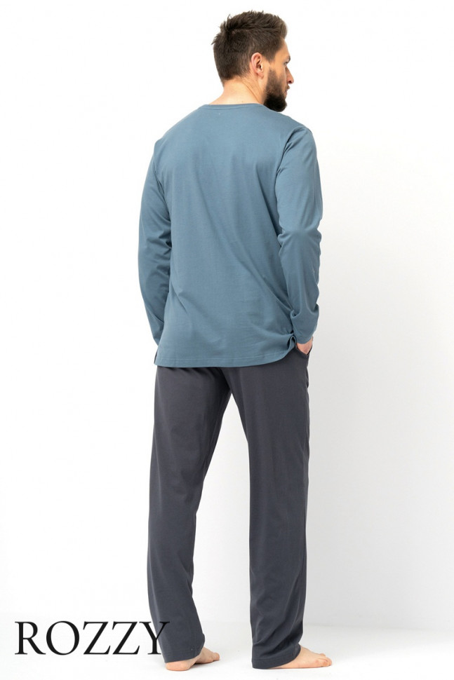 Пижама мужская Key MNS 627 серо-синий/графитовый