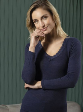 Фуфайка шерстяная Nina Von C Wool Silk 29470846 синий