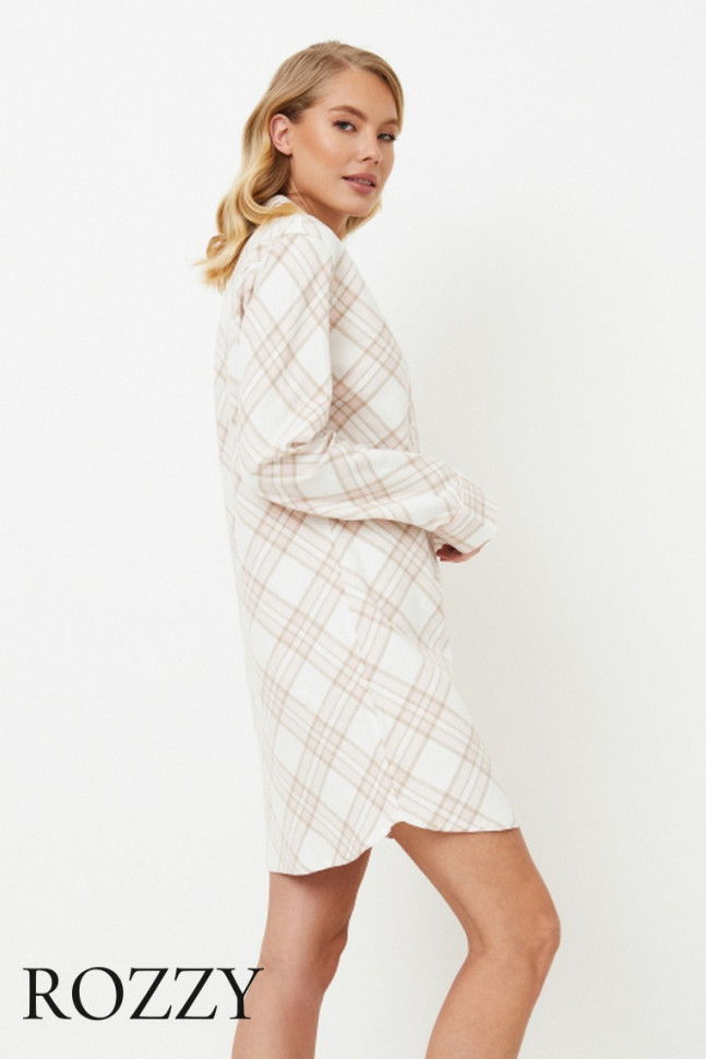 Сорочка фланелевая Aruelle Camille светло-бежевый/молочный