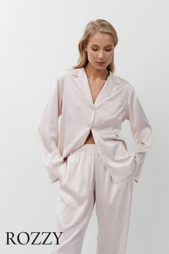 Пижама атласная с шортами Aruelle Gilian светло-розовый