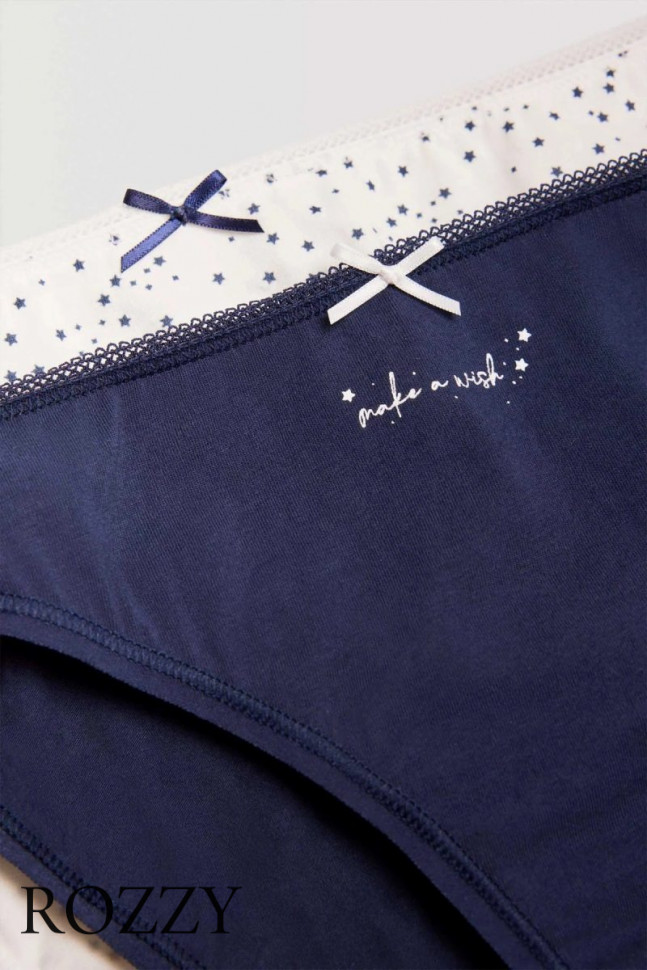 Трусы бикини хлопковые Ysabel Mora 19506 темно-синий/белый (уп.2шт.)