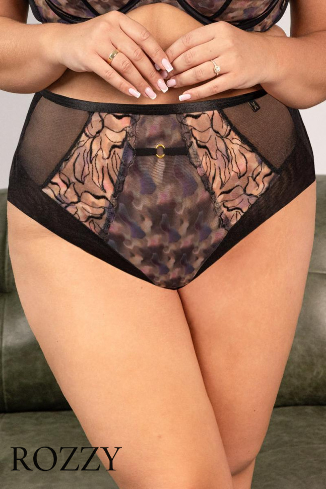 Трусы шорты-стринги Kris Line Blurry черный/мультиколор