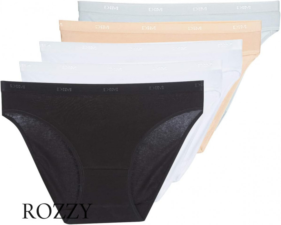 Трусы слипы хлопковые DIM Les Pockets Eco 4H00/5 черный/телесный/белый/серый (уп.5шт.) 