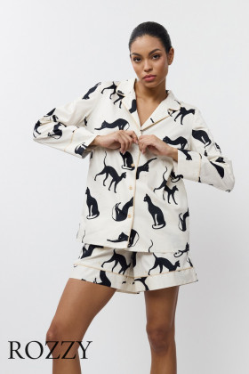 Пижама хлопковая Aruelle Nyra кремовый/черный