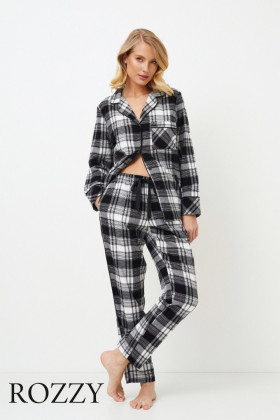 Пижама фланелевая Aruelle Joan черный/белый