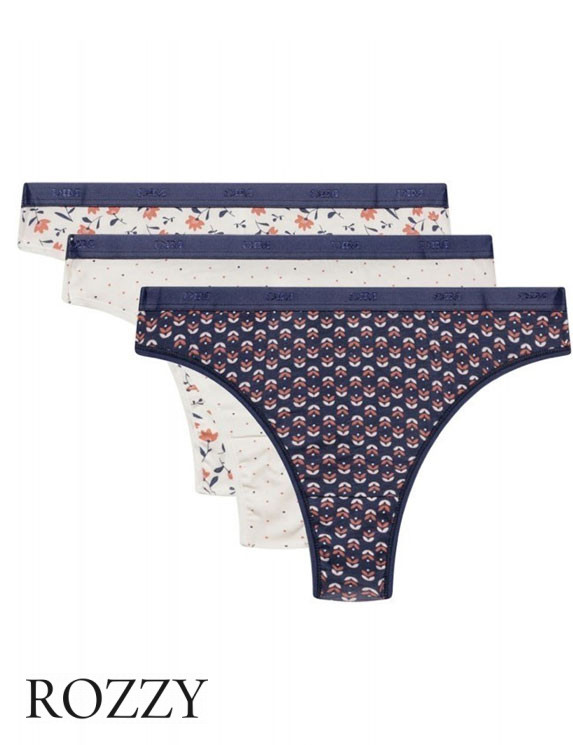 Трусы стринги хлопковые DIM Les Pockets Cotton 4C19 цветочный (уп.3шт.)