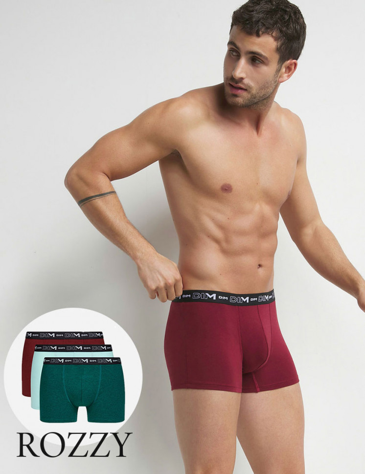 Трусы шорты мужские DIM 6596/3 мята/зеленый/бордо (уп.3шт.)