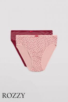 Трусы слипы хлопковые Ysabel Mora 19011 светло-розовый/бордовый (уп.2шт.)