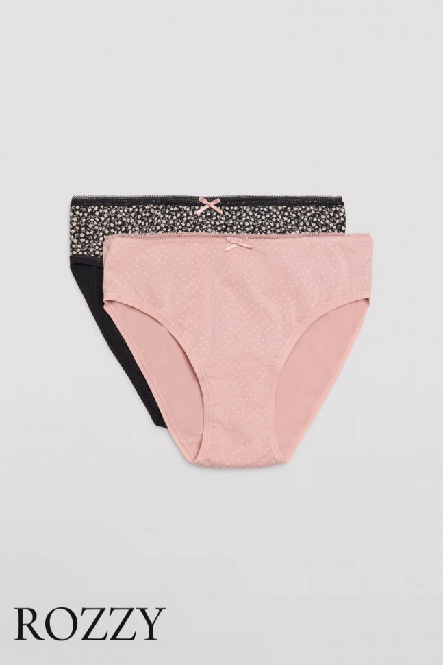 Трусы слипы хлопковые Ysabel Mora 19019 светло-розовый/черный (уп.2шт.)