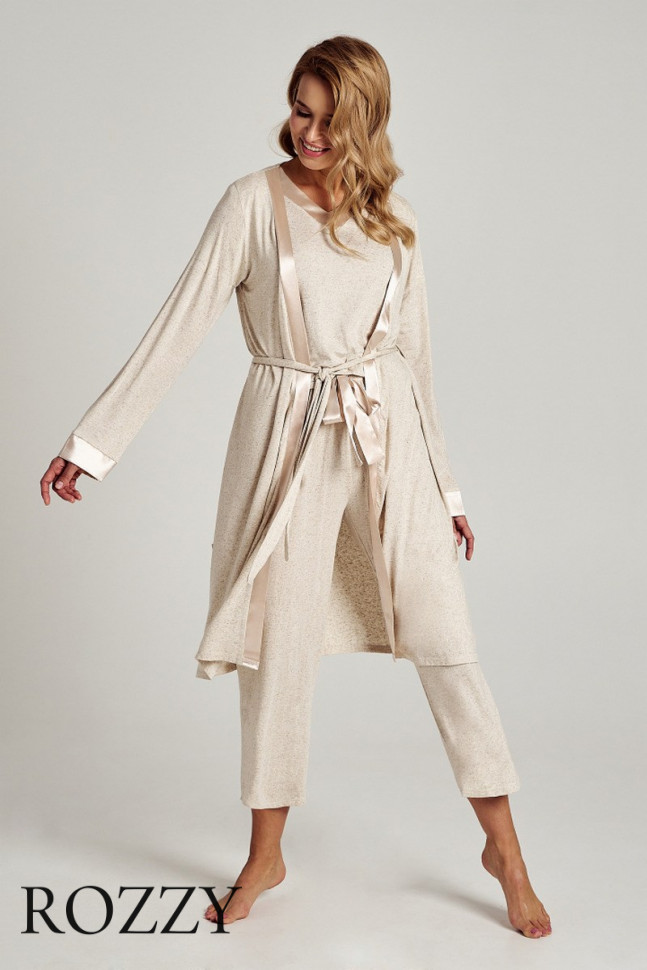 Халат вискозный Taro Eden 3106 светло-бежевый