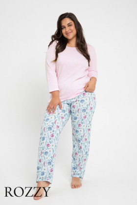 Пижама хлопковая Taro Amora Maxi 2990/3008 розовый/голубой