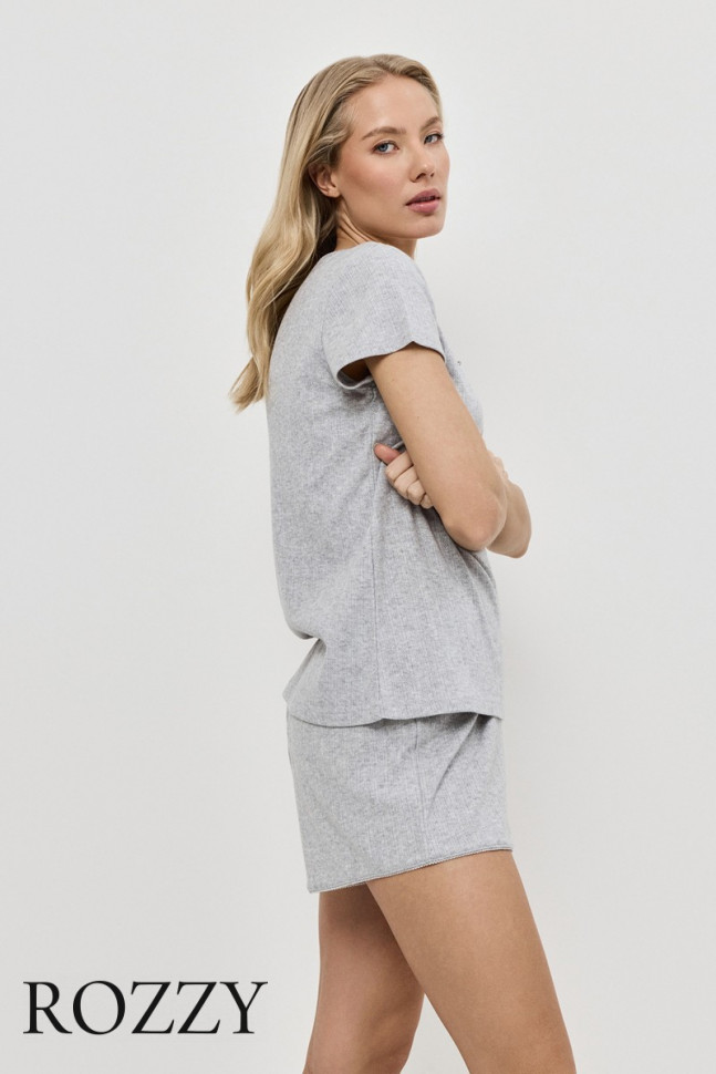 Пижама с шортами Aruelle Neve светло-серый