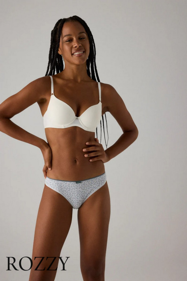 Трусы бразильяна хлопковые Ysabel Mora 19016 серо-голубой/белый (уп.2шт.)