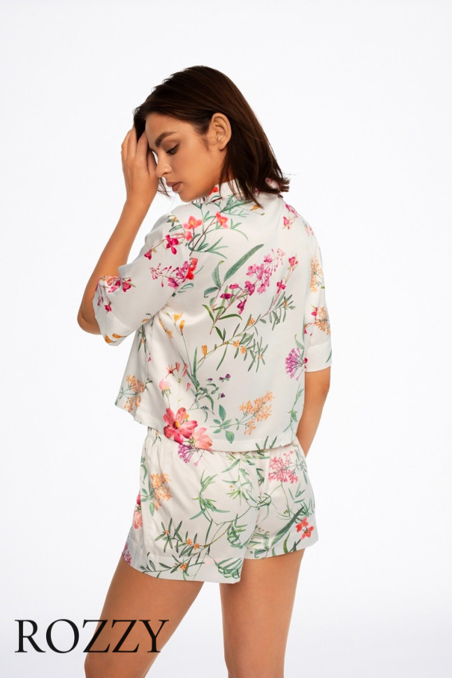 Пижама атласная Esotiq Dare 41232 белый/мультиколор