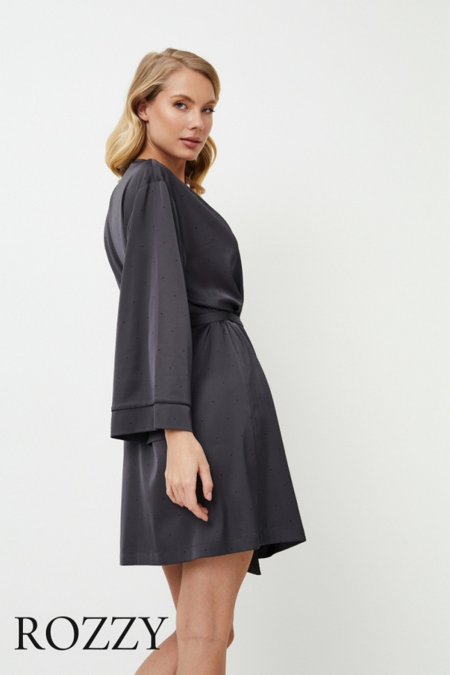 Халат атласный Aruelle Aurora графитовый