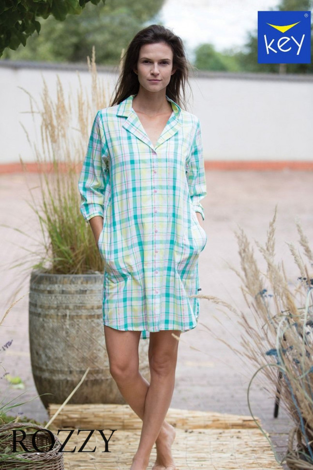 Сорочка Key LND 453 A21 зеленый/желтый