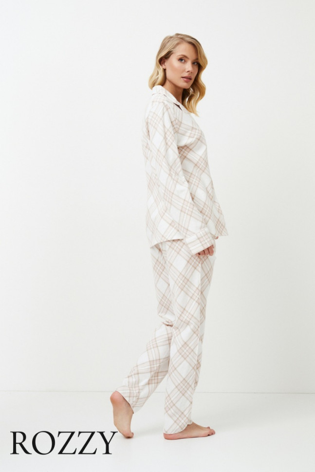 Пижама фланелевая Aruelle Camille светло-бежевый/молочный