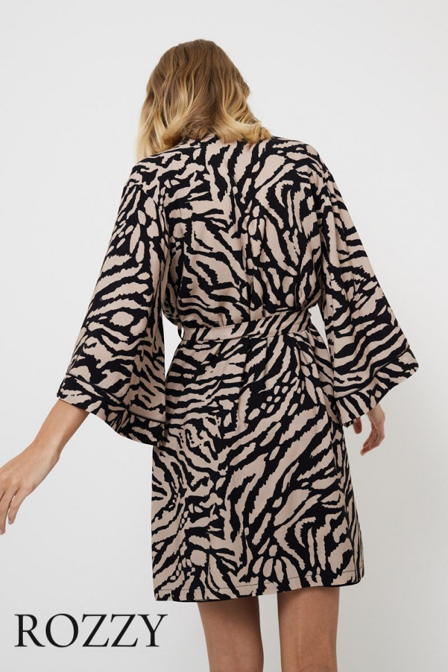 Халат вискозный Aruelle Sherry капучино/черный