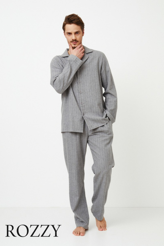 Пижама мужская фланелевая Aruelle Carl серый