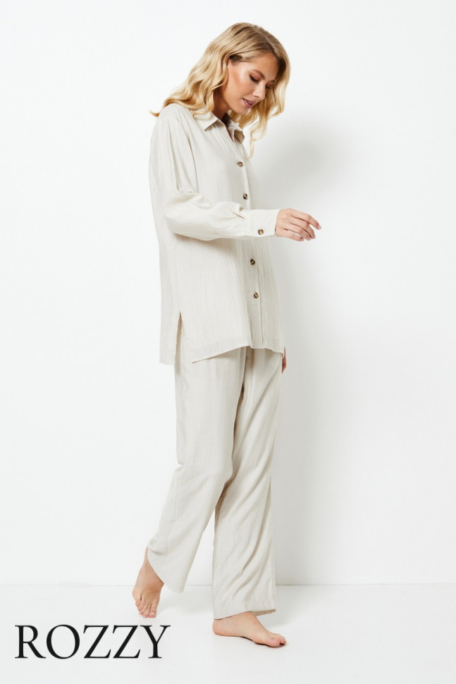 Пижама вискозная Aruelle Amara Set серо-бежевый