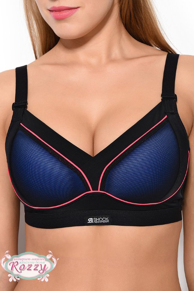 Бюстгальтер спортивный без косточек Shock Absorber S03Z6 черный/синий