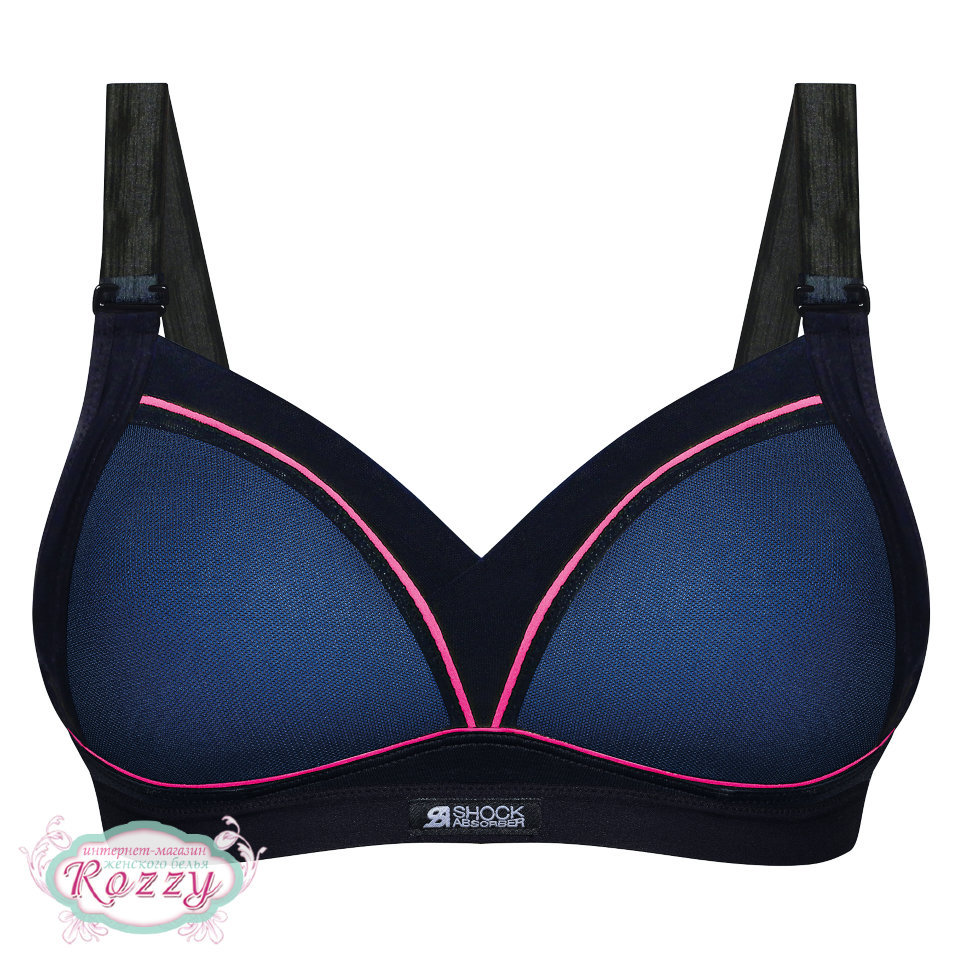 Бюстгальтер спортивный без косточек Shock Absorber S03Z6 черный/синий