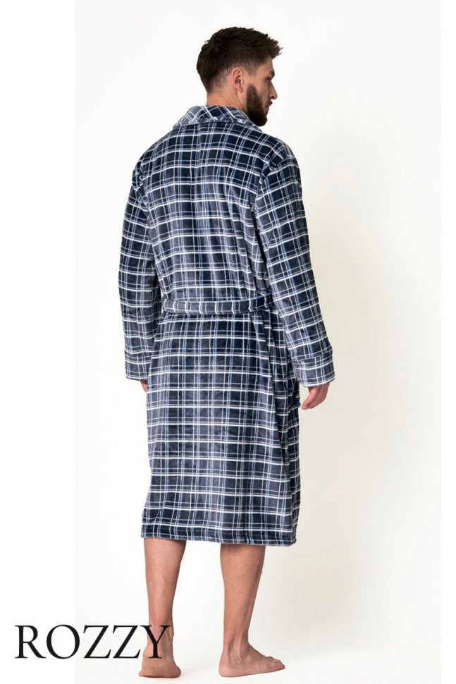 Халат мужской флисовый Key MGL 432 темно-синий