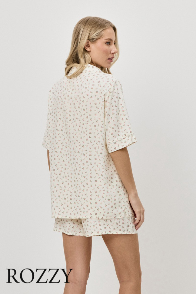 Пижама вискозная с шортами Aruelle Caprielle бледно-желтый