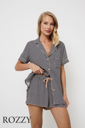 Пижама вискозная с шортами Aruelle Isolda графитовый