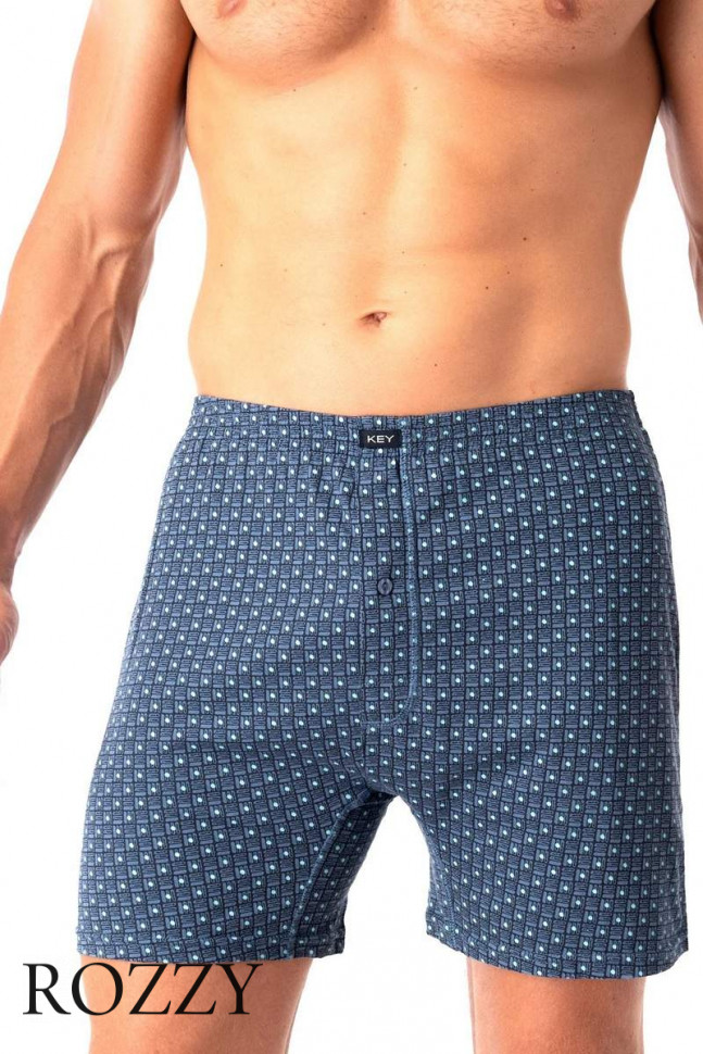 Трусы боксеры мужские Key MXC 945 синий/бирюзовый