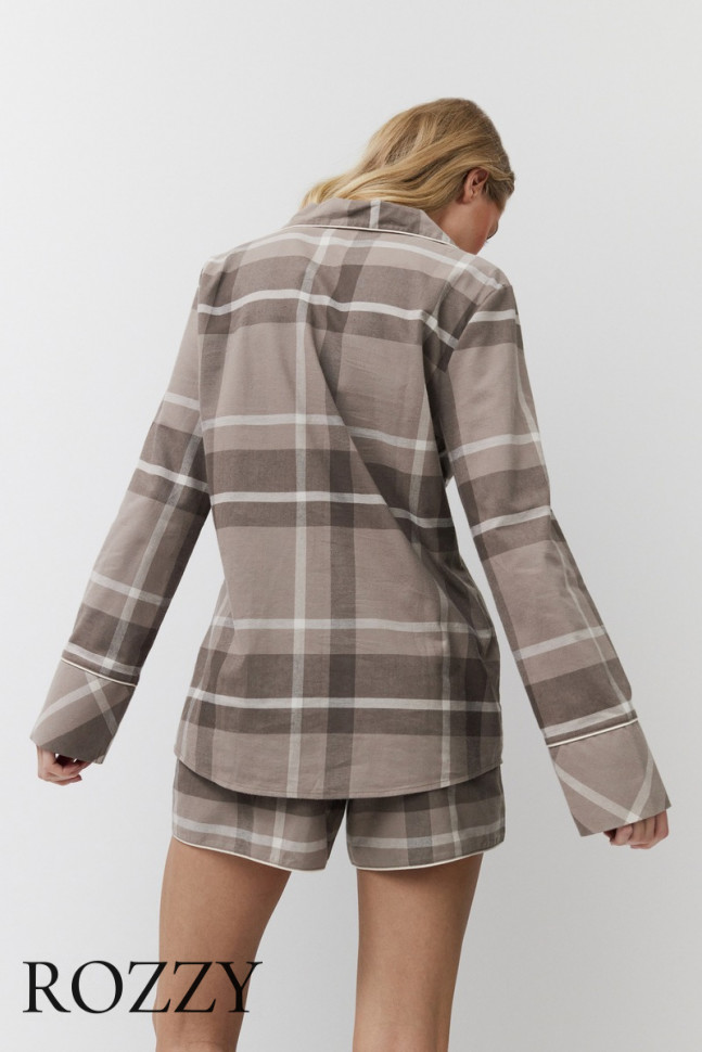 Пижама хлопковая с шортами Aruelle Elody мокка