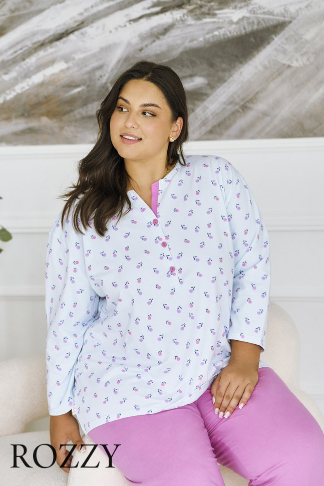 Пижама хлопковая Taro Yolanda Maxi 3446/3462 белый/розовый