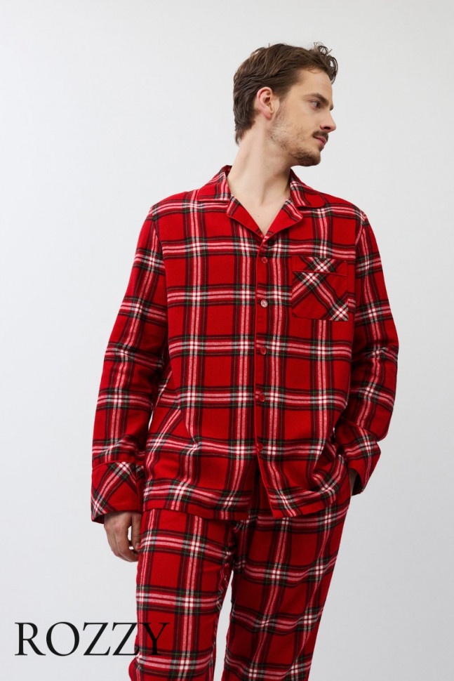 Пижама мужская фланелевая Aruelle Benny красный