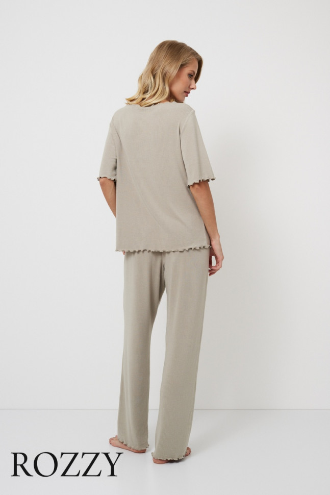 Пижама вискозная Aruelle Callie Set серо-бежевый