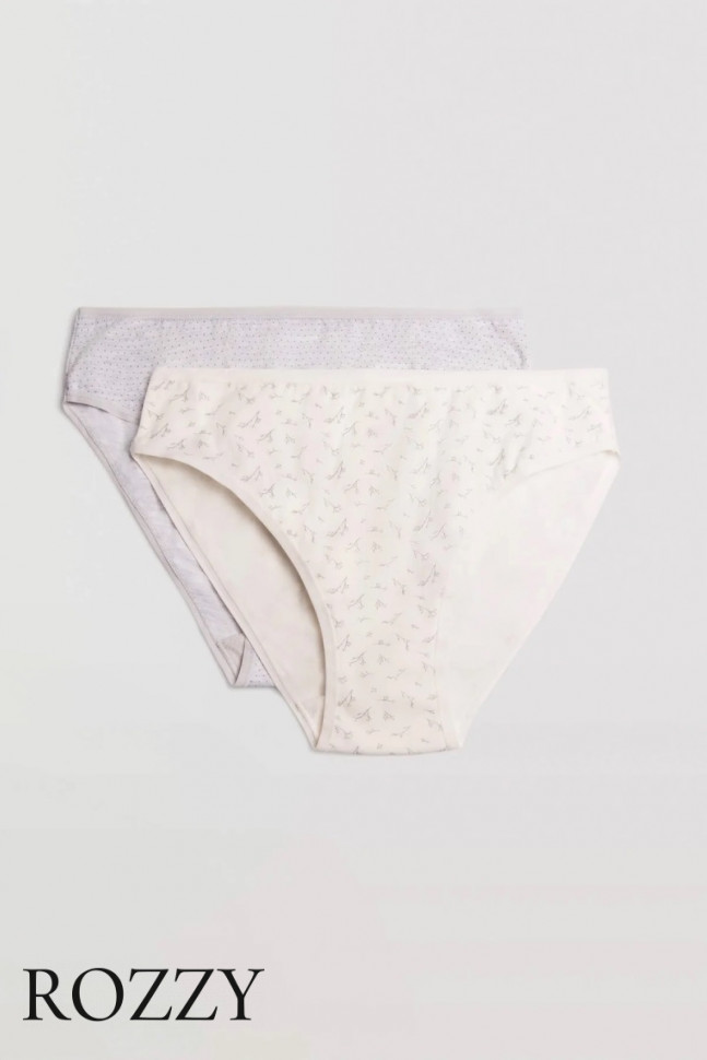 Трусы слипы хлопковые Ysabel Mora 19513 светло-серый/белый (уп.2шт.)