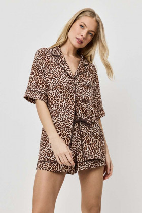 Пижама вискозная с шортами Aruelle Lior леопардовый