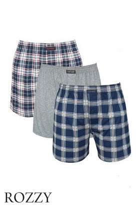 Трусы боксеры мужские Cornette Comfort 945 темно-синий/серый (уп.3шт.)