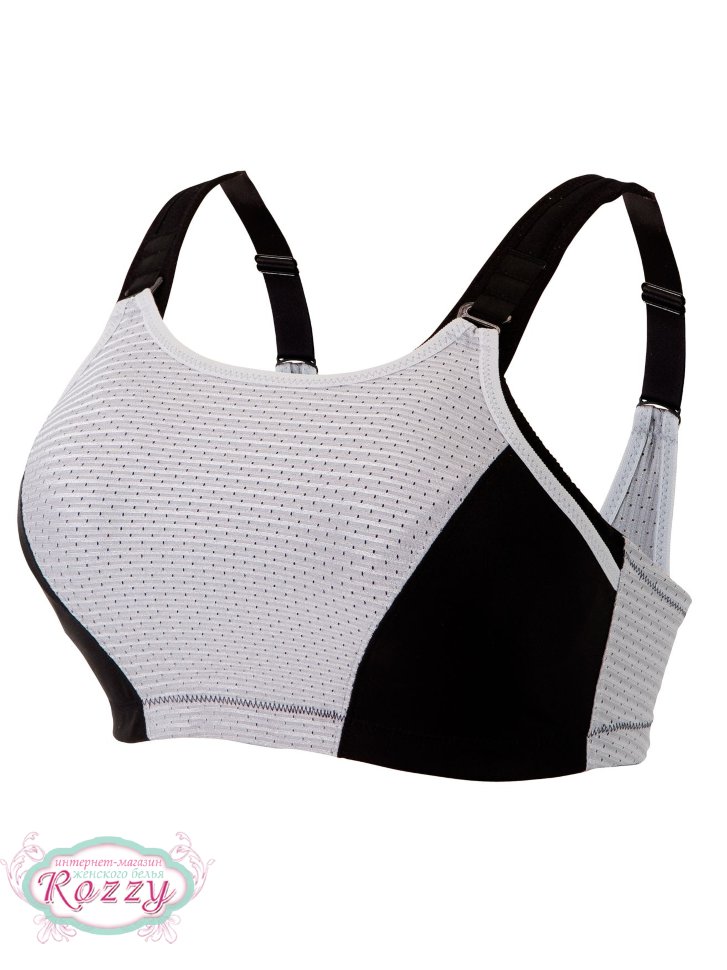 Бюстгальтер спортивный без косточек Glamorise GI1166 черный/серый