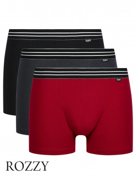 Трусы шорты мужские DIM 6578/3 кармин/серый/черный (уп.3шт.)