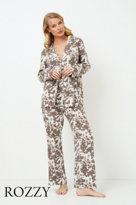 Пижама вискозная Aruelle Cinnamon латте/молочный