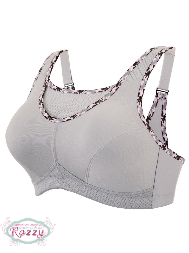 Бюстгальтер спортивный без косточек Glamorise GI1066 серый