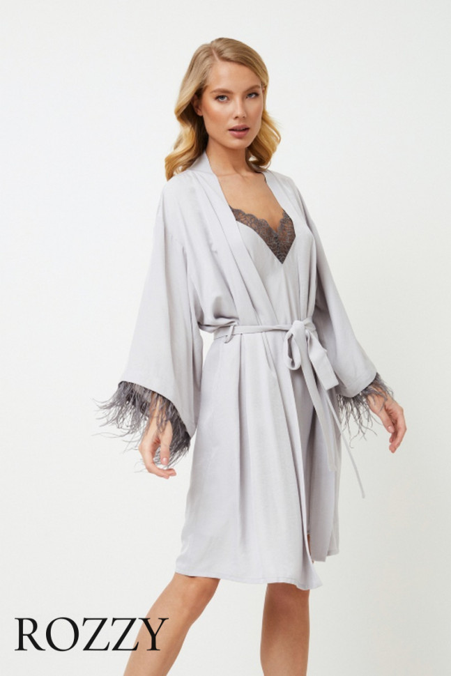 Халат вискозный Aruelle Brigitte светло-серый