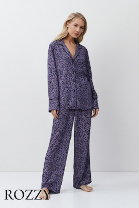 Пижама вискозная Aruelle Alix сиреневый/черный