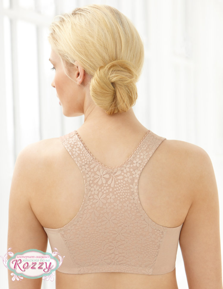 Бюстгальтер рейсербэк без косточек хлопковый спереди застежка Glamorise GI1908 кофе